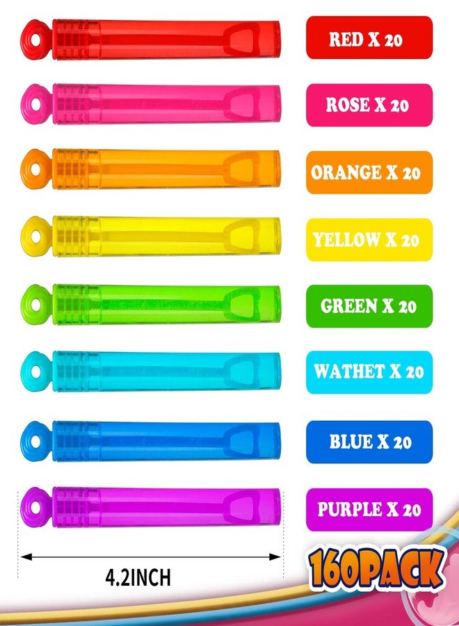 Uzoxlsn 160 Pcs 8 Colors Mini Bubble Wand Bulk Assortment for Kid, Party Favors Toy for Carnival Prizes, Pinata Gift Bag Stuffer for Child Girl Boy Toddler, Birthday Wedding Valentines Activities - Image 3